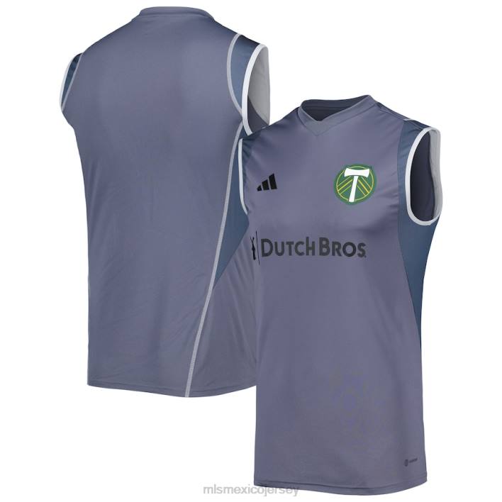 MLS Jerseys jerseyhombres camiseta de entrenamiento sin mangas en el campo adidas gris 2023 de portland Timbers BJDD614