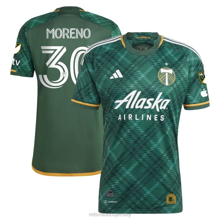 MLS Jerseys jerseyhombres portland maderas santiago moreno adidas verde 2023 portland plaid kit camiseta auténtica BJDD755
